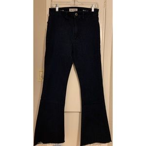 DL1961 stretch flare jeans with raw hem